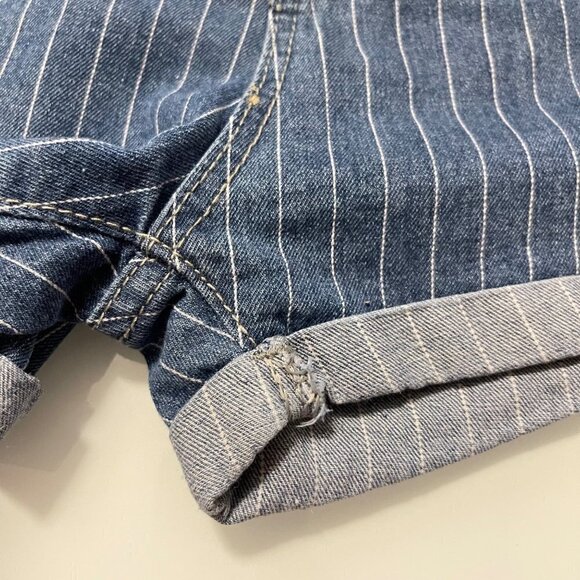 Falmer Heritage Women's Blue Striped Cuffed High Rise Mom Jean Shorts Small - Picture 6 of 7